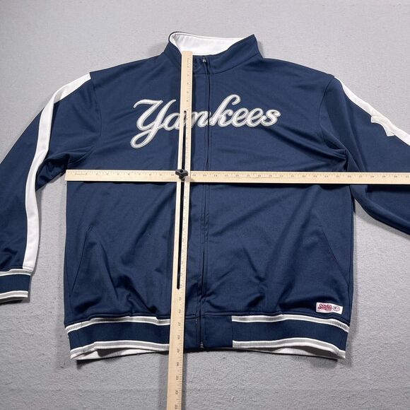 New York Yankees Jacket Men XL Stitches Athletic Zip Up Full Track‎ Navy White - Picture 4 of 12